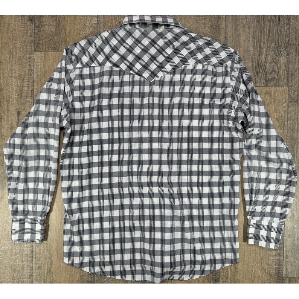 Vintage 1970s Circle T Red Piping Pearl Snap Plaid Western Shirt Mens L - Picture 3 of 12